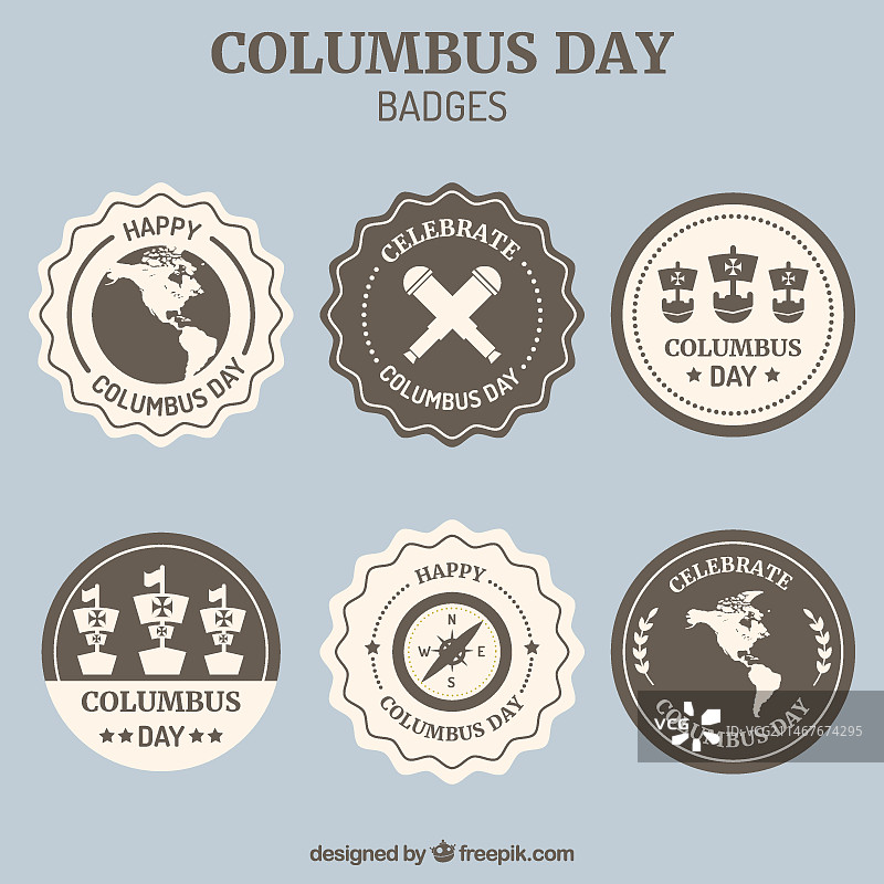 哥伦布日装饰徽章合集图片素材