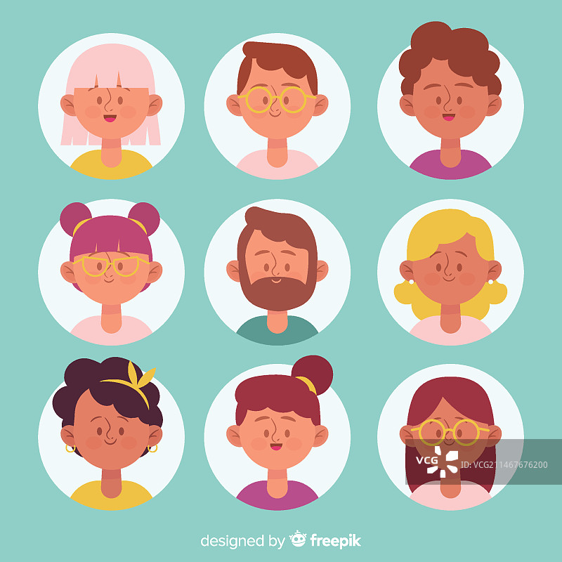 手绘人物头像合集图片素材