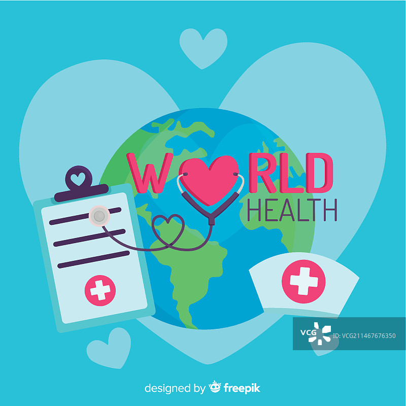 世界健康日扁平背景图片素材