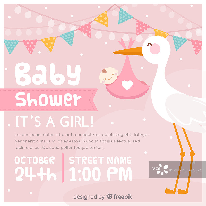 婴儿派对邀请函图片素材