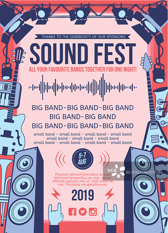 手绘音乐节海报模板图片素材