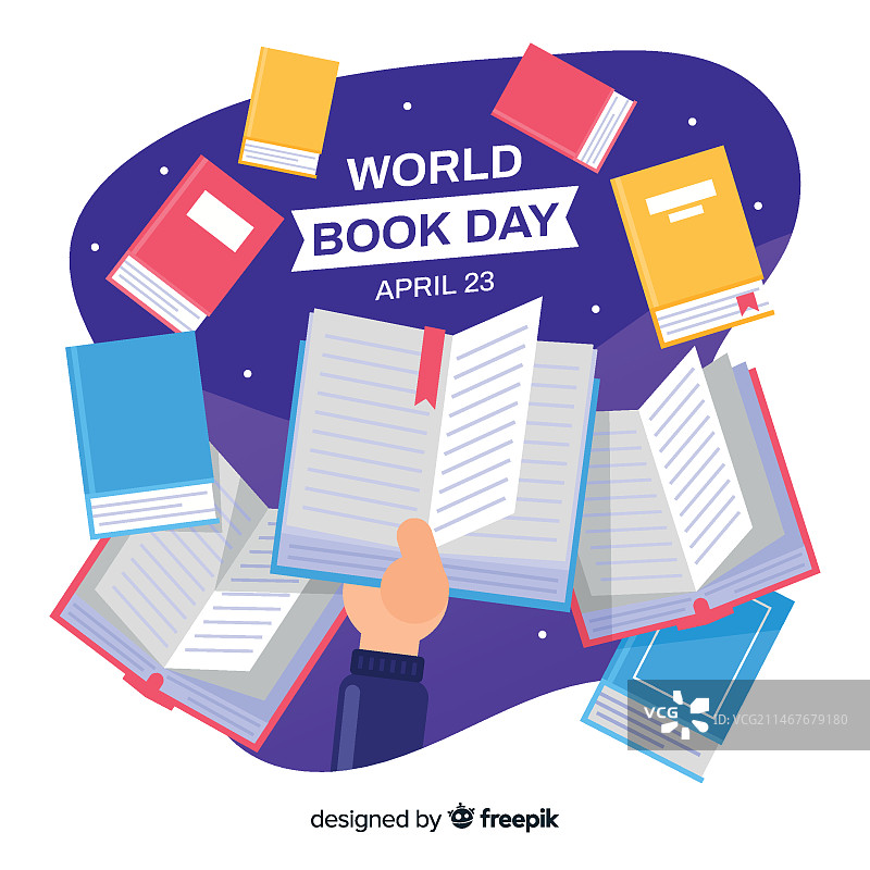 扁平风世界读书日背景图片素材
