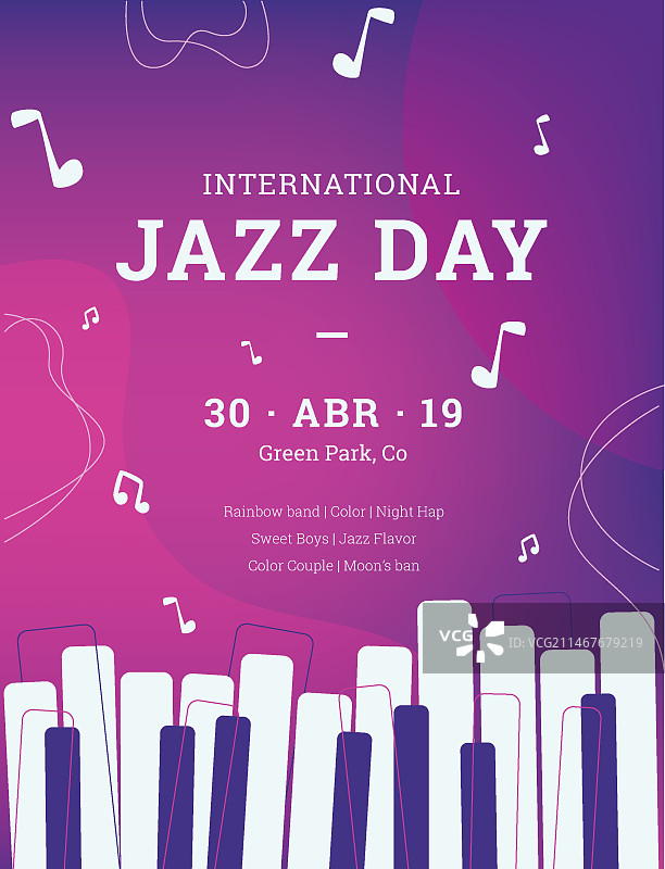 国际爵士乐日扁平风海报模板图片素材