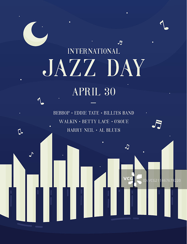 国际爵士乐日扁平风海报模板图片素材