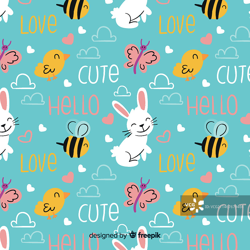 手绘动物文字图案图片素材