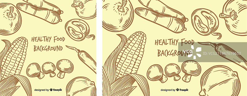 手绘健康食品背景图片素材