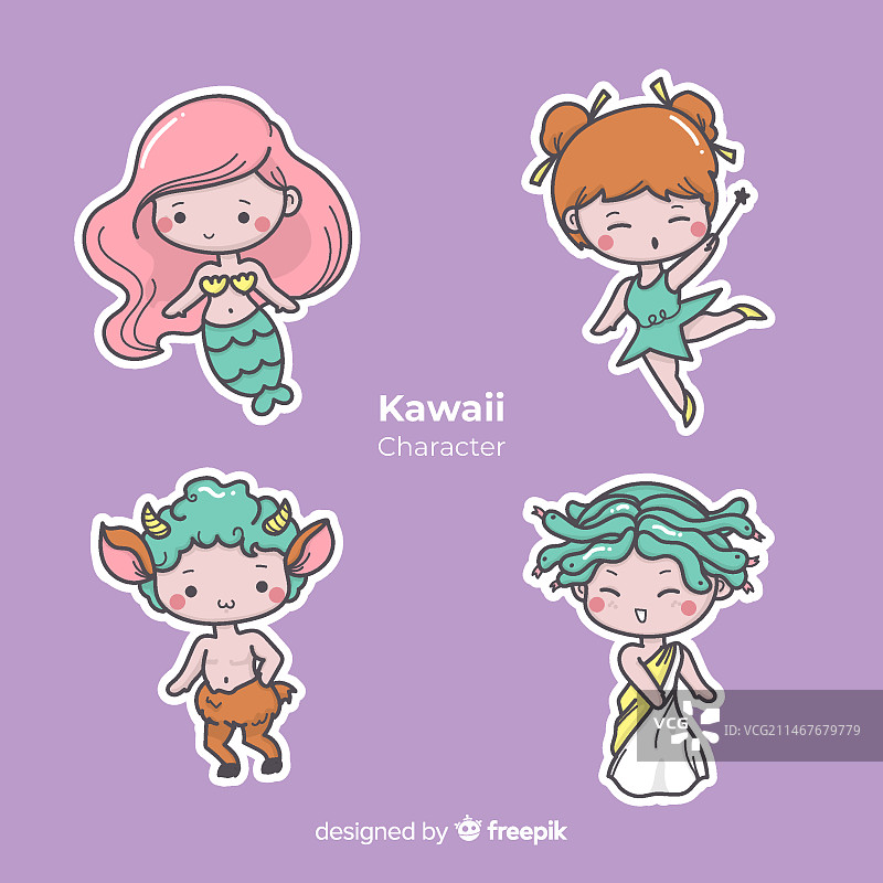 可爱手绘神话人物合集图片素材