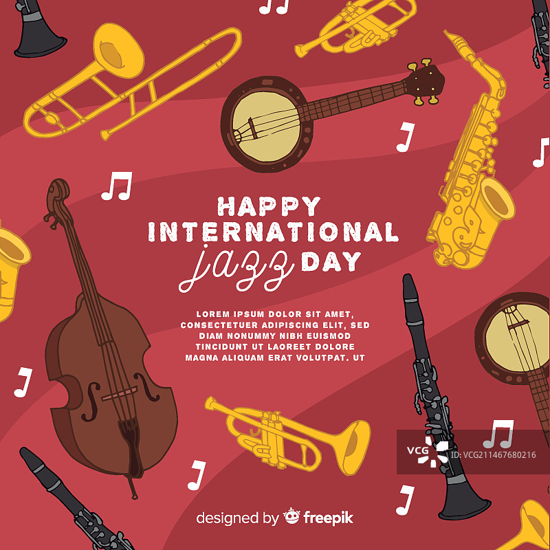 手绘国际爵士乐日背景图片素材