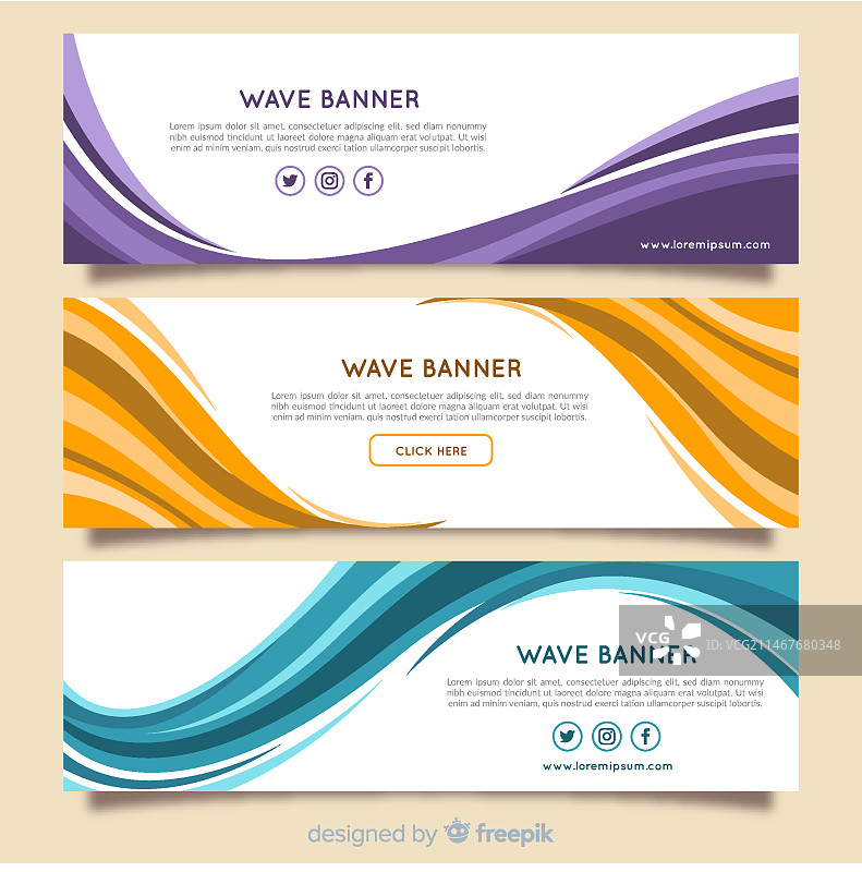 抽象波浪形banner合集图片素材