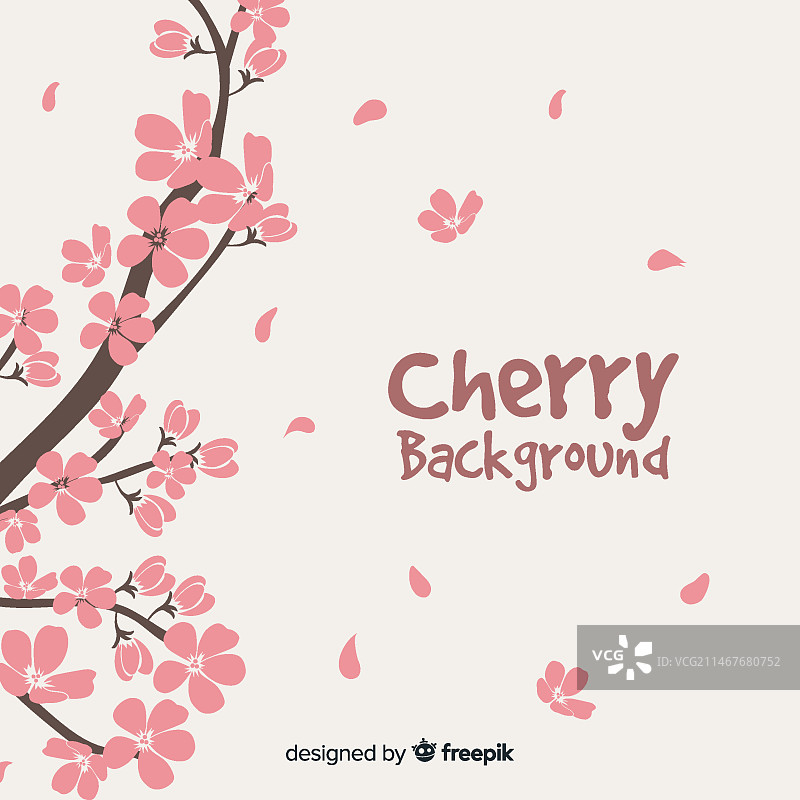 手绘樱花枝背景图片素材