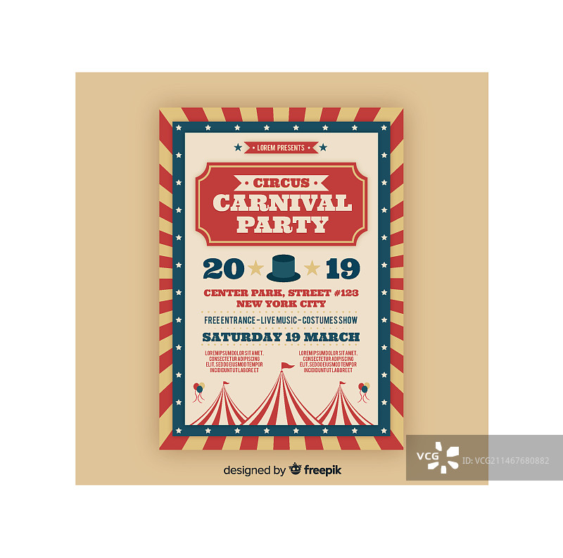 复古马戏团派对邀请卡图片素材