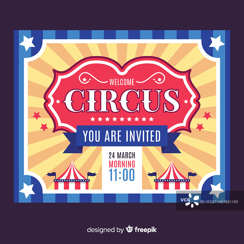 复古马戏团派对邀请卡图片素材