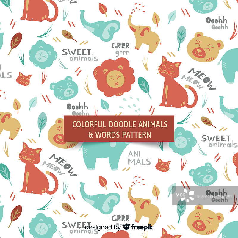 涂鸦动物和文字图案图片素材