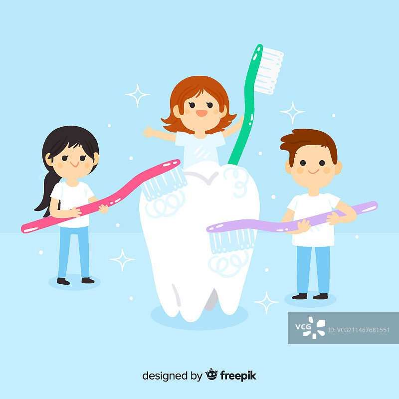 扁平风格牙医护理牙齿概念图片素材