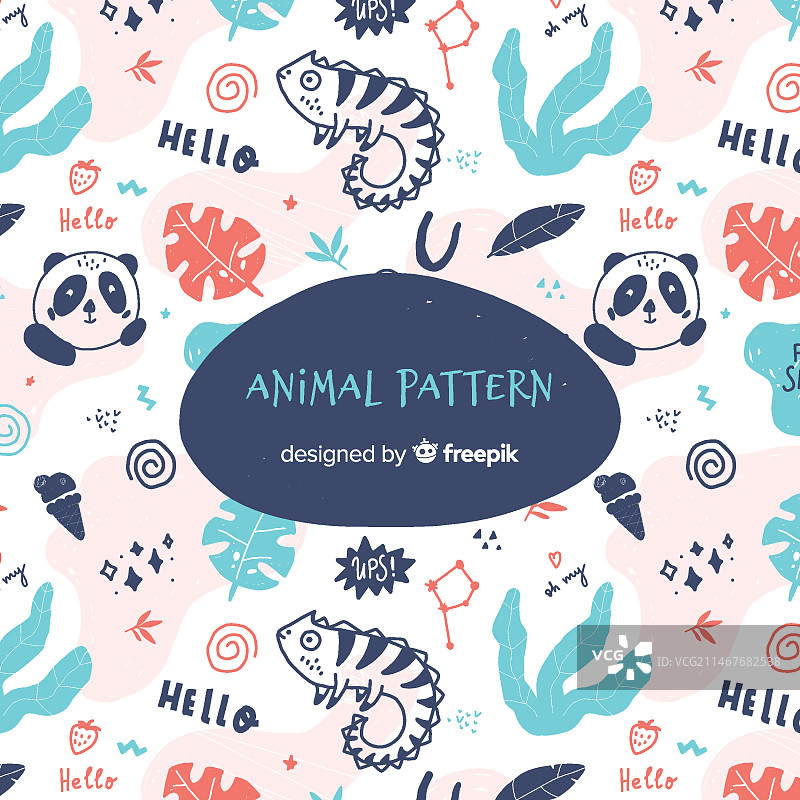 有趣的涂鸦动物和文字图案图片素材