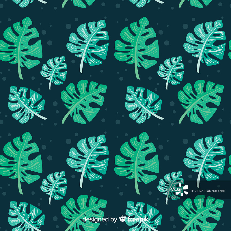 扁平风格的龟背竹叶图案图片素材