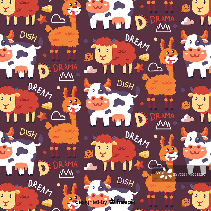 彩色涂鸦动物和文字图案图片素材