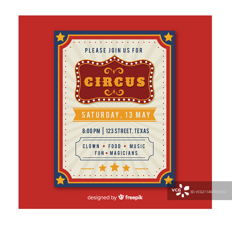 复古马戏团派对邀请卡模板图片素材