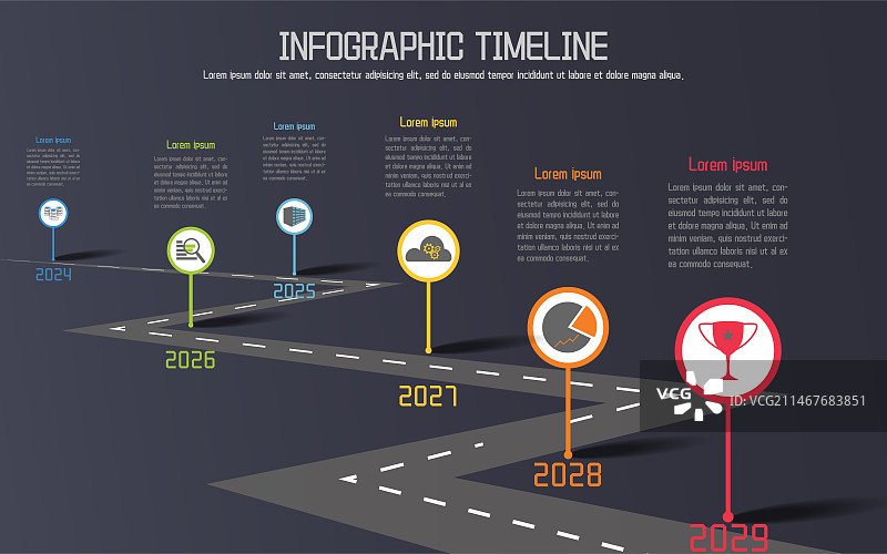 商务风格的时间线与流程图的矢量设计模板图片素材