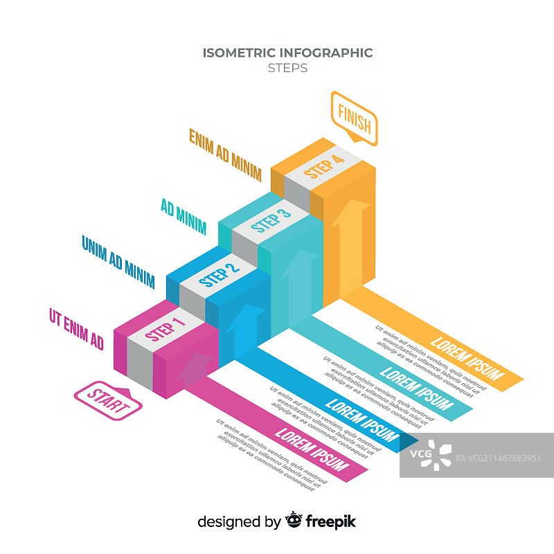 彩色2.5D楼梯信息图表模板图片素材