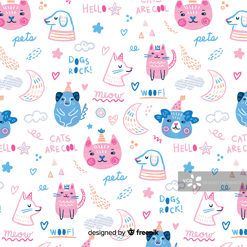 彩色涂鸦家畜文字图案图片素材