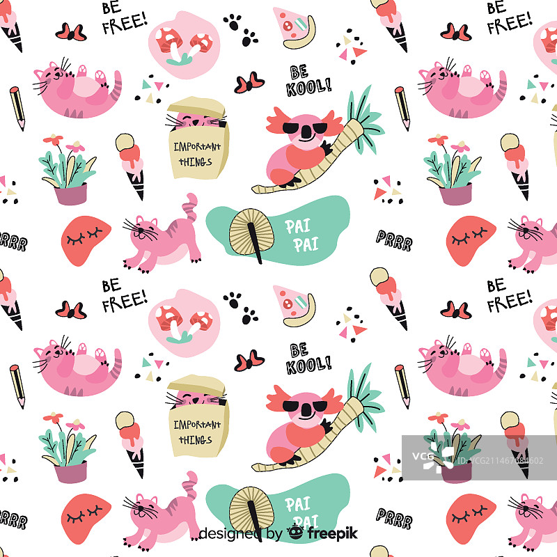 彩色涂鸦动物和文字图案图片素材