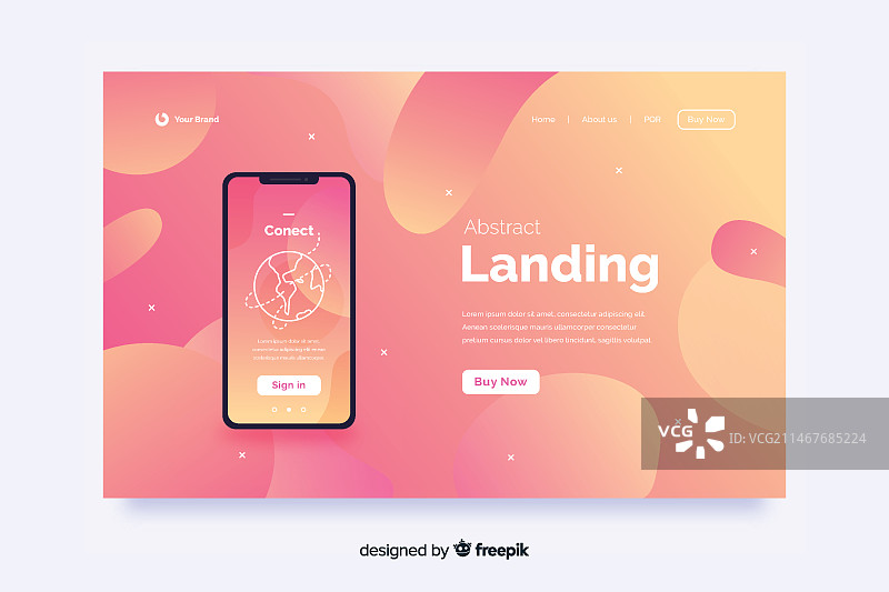 带有技术设备的抽象落地页图片素材