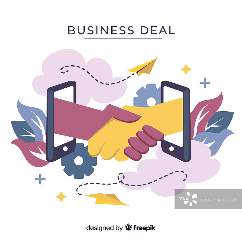手绘商务交易概念图片素材