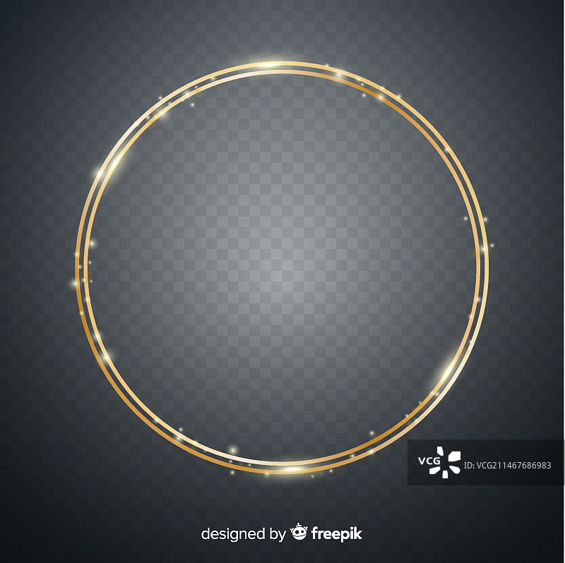 透明背景上的逼真金色相框图片素材