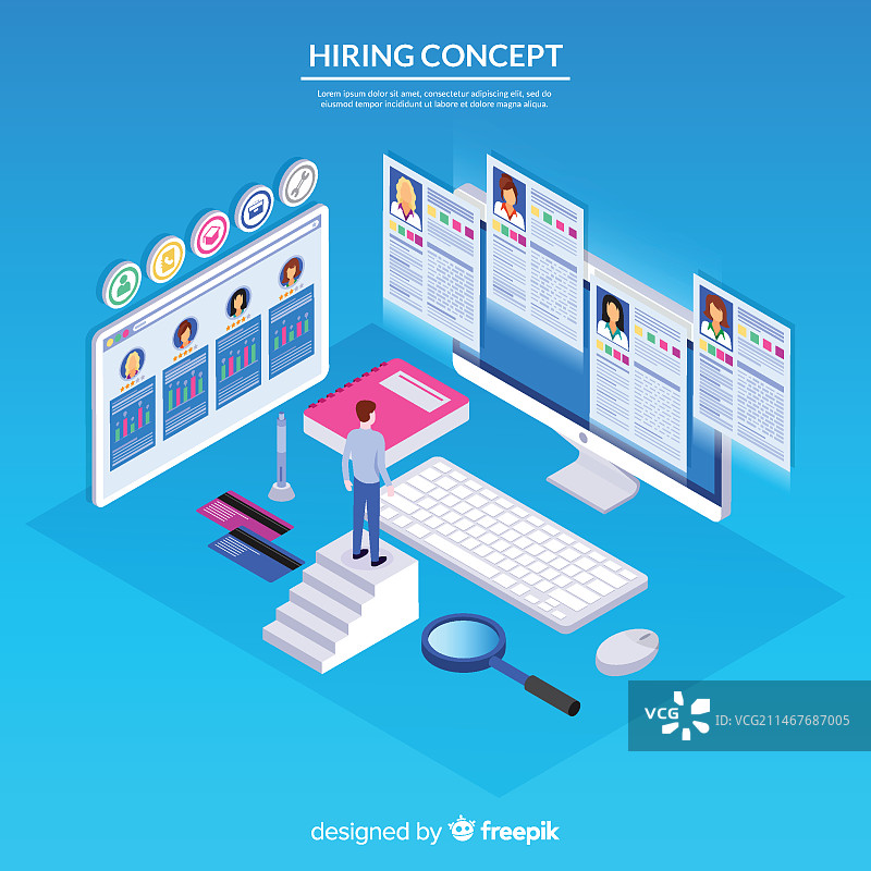 2.5D招聘概念背景图片素材