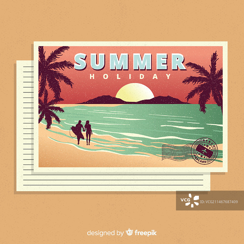 夏日假期明信片图片素材
