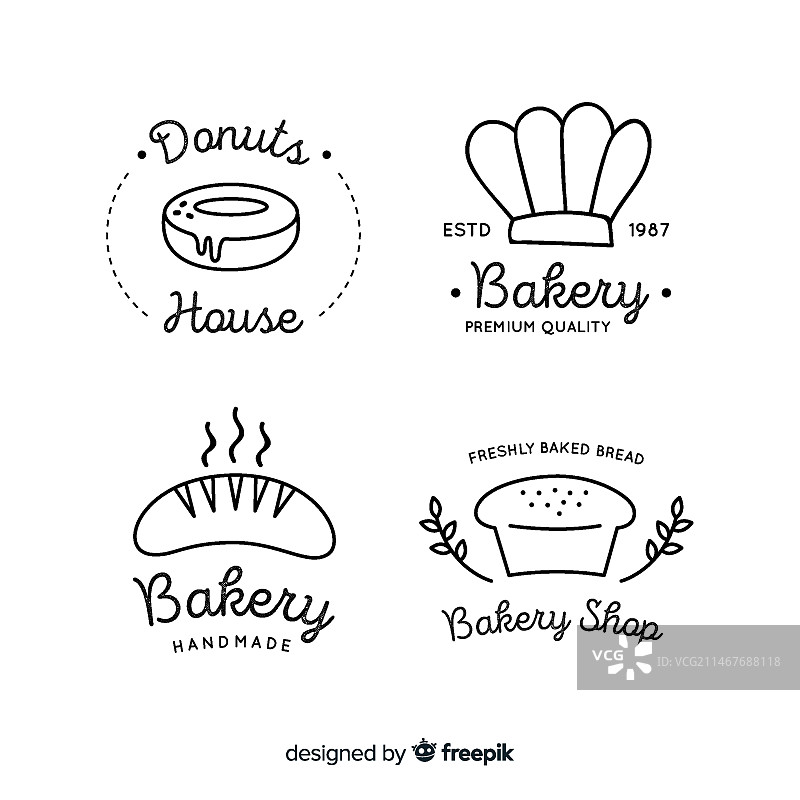 线条艺术面包店Logo图片素材