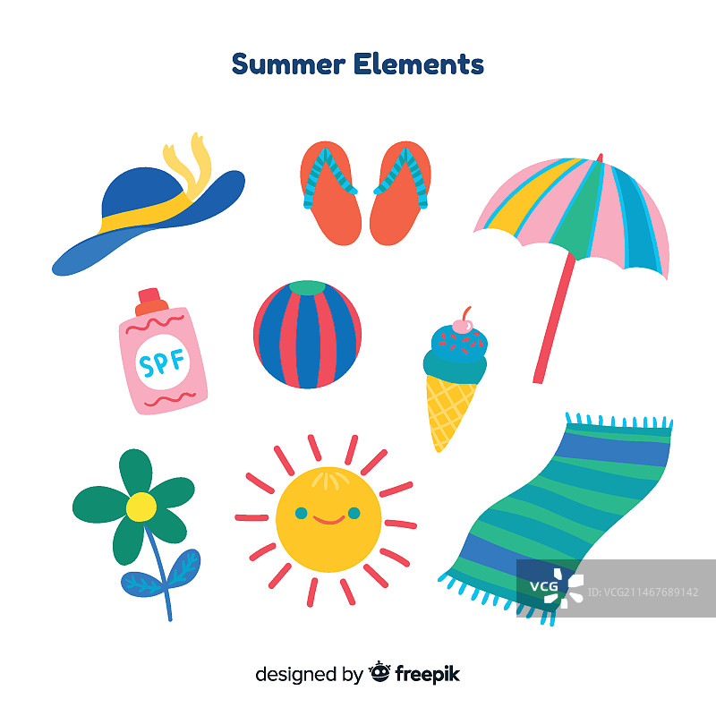 手绘夏季元素合集图片素材