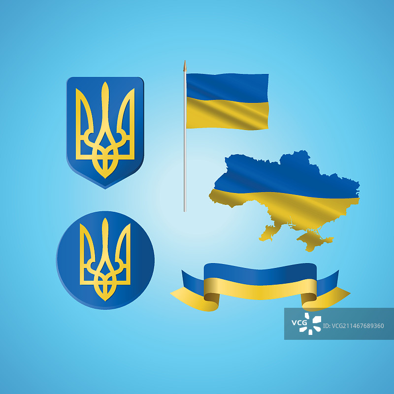 逼真乌克兰国家象征合集图片素材