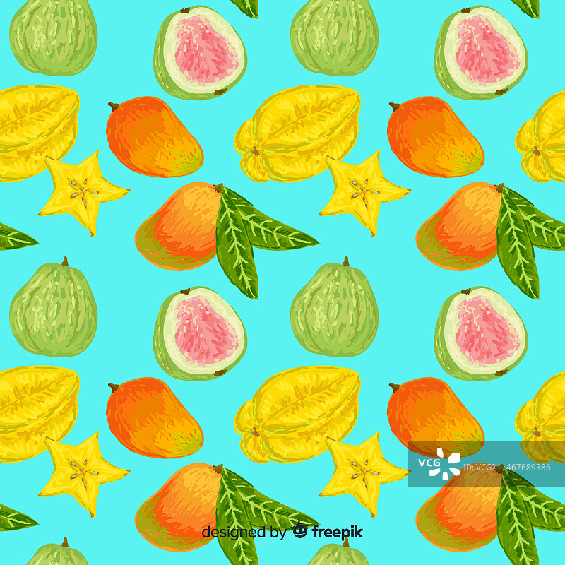 手绘热带水果图案图片素材
