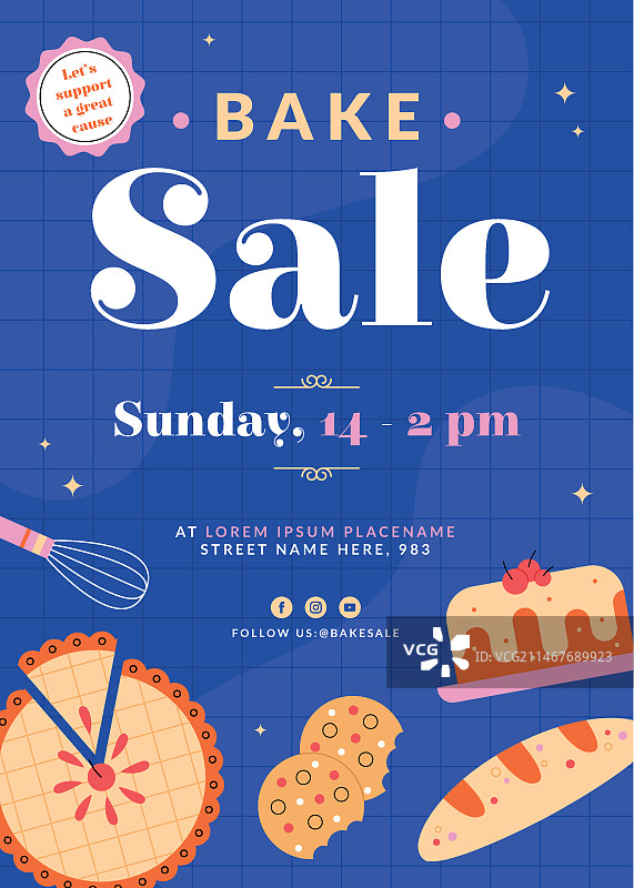 手绘扁平风烘焙义卖宣传单图片素材