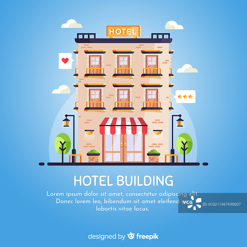 扁平风格的酒店建筑背景图片素材