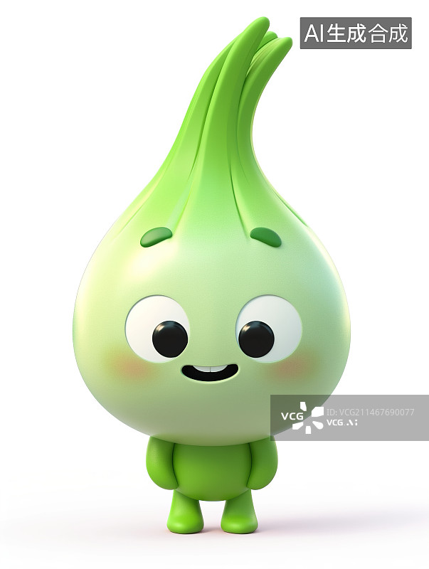 【AI数字艺术】三维可爱蒜苗图片素材