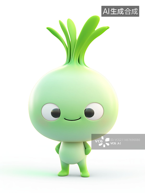 【AI数字艺术】三维可爱蒜苗图片素材