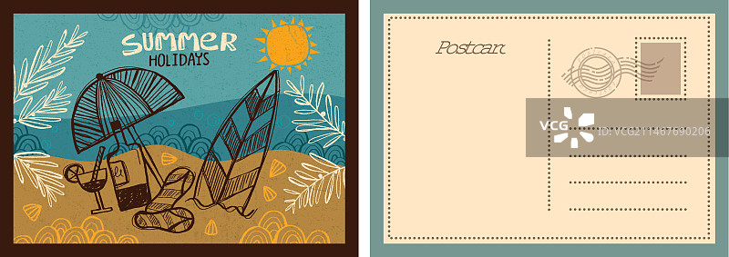 夏日假期明信片图片素材