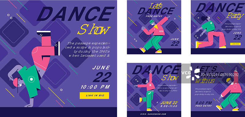 扁平风格舞蹈表演Instagram帖子图片素材