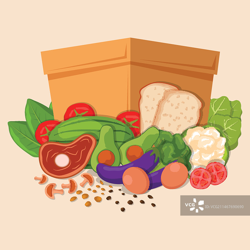 手绘扁平风格食物银行插画图片素材