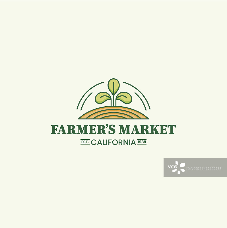 手绘扁平风格农贸市场标志图片素材