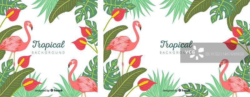 手绘热带背景图片素材