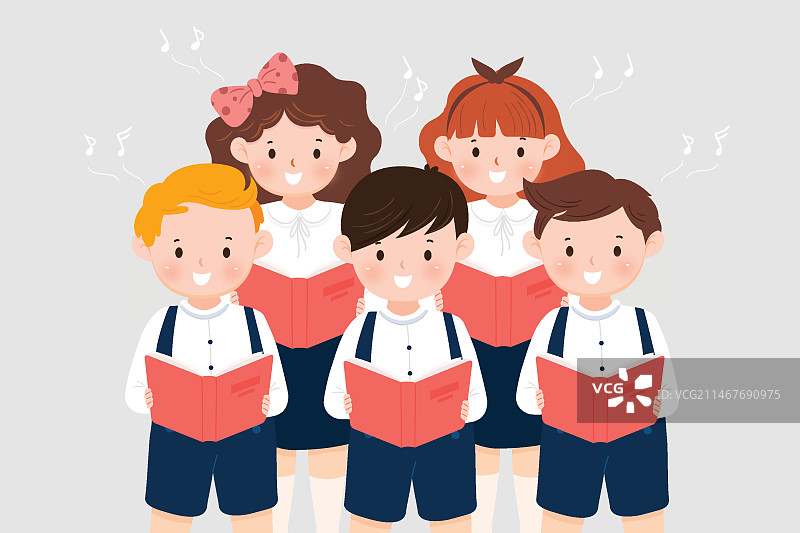 儿童合唱团演唱插画图片素材