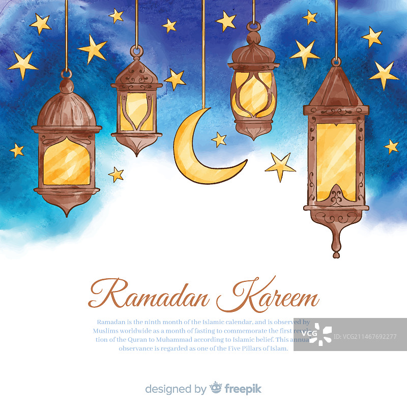 水彩斋月背景图片素材