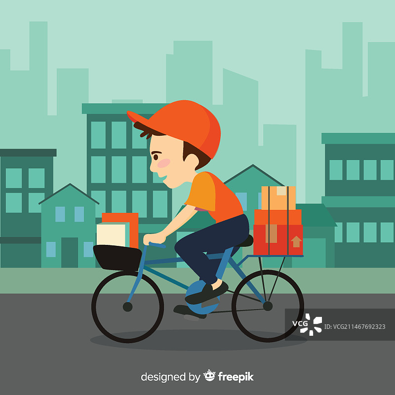 自行车配送图片素材