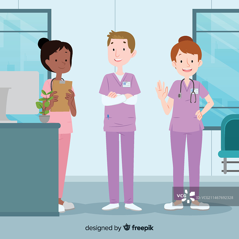 手绘护士团队图片素材