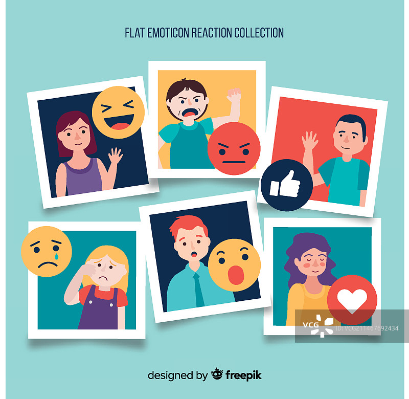 扁平表情符号反应合集图片素材
