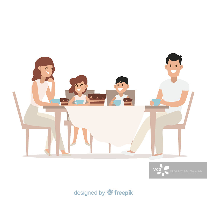 一家人围坐在桌旁图片素材